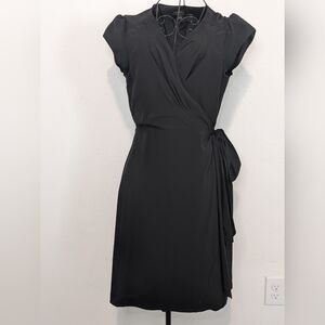 Banana Republic Black Wrap Dress Cap Sleeve Size 6